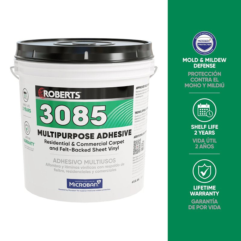 Roberts 3085-4 Multi-Purpose Adhesive, Beige, 4 gal, Pail