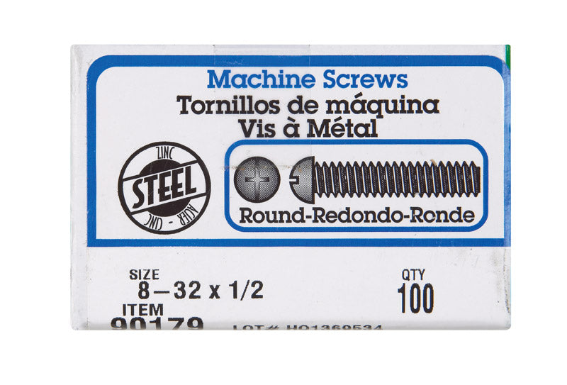 HILLMAN No. 8-32 X 1/2 in. L Combination Round Head Zinc-Plated Steel Machine Screws 100 pk