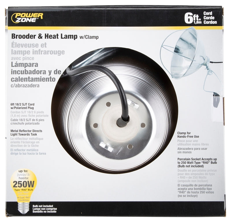 PowerZone ORBL081508 Brooder Clamp Light, Plug-In, Clamp Lights Lamp, Silver