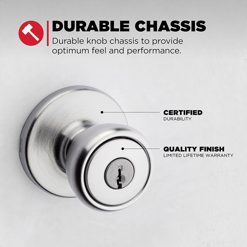 Kwikset SmartKey Tylo Smart Key Satin Chrome Entry Door Knob 1-3/4 in.