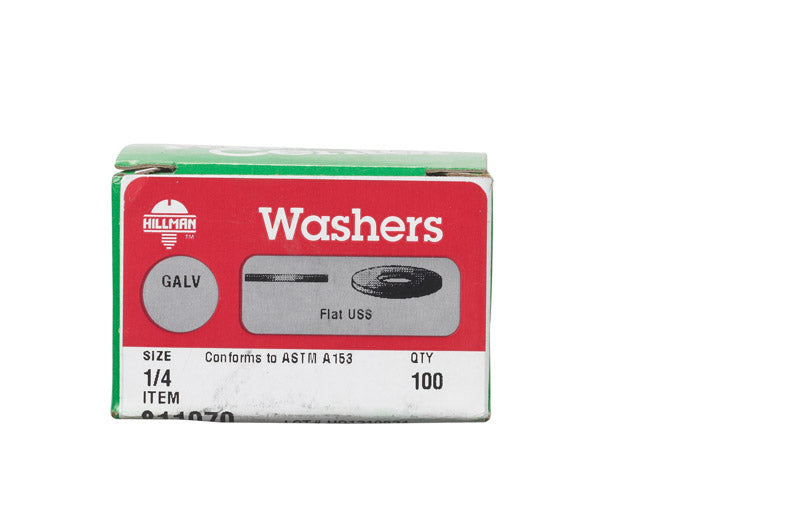 HILLMAN Hot Dipped Galvanized Steel 1/4 in. USS Flat Washer 100 pk