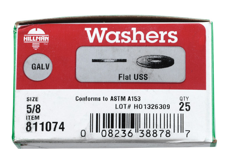 HILLMAN Hot Dipped Galvanized Steel 5/8 in. USS Flat Washer 25 pk