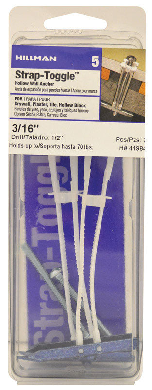 HILLMAN Rawl 3/16 in. D X 2-1/2 in. L Round Plastic RH Combo Strap Toggle 2 pk, Pack of 3