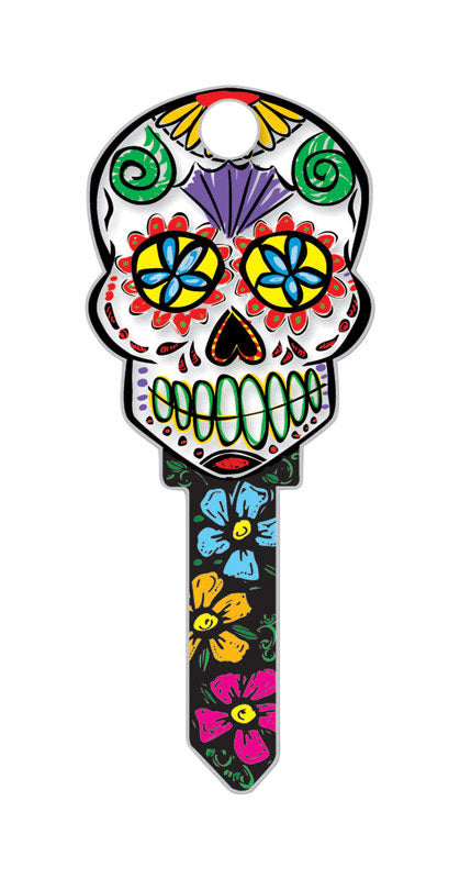 Lucky Line Key Shapes Sugar Skull House Key Blank Double For Kwikset Multicolored, Pack of 5