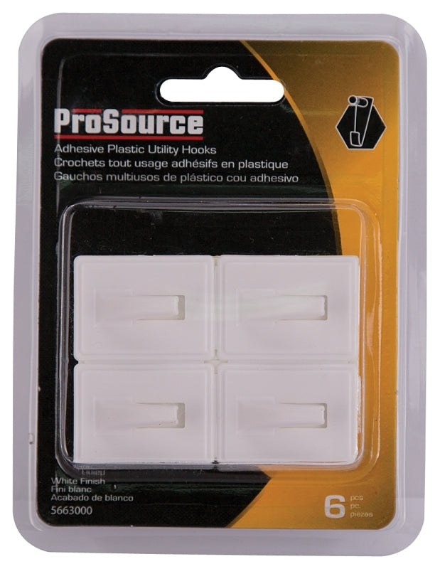 ProSource PH-122298-PS Utility Hook, 100 g, 1-Hook, Plastic, White, White