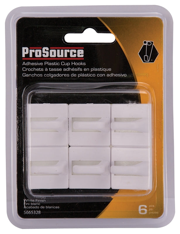 ProSource PH-122299-PS Cup Hook, 100 g, 1-Hook, Plastic, White, White
