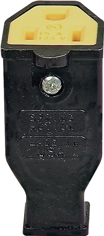 Eaton Wiring Devices SA993 Electrical Connector, Spring Action, 21/64 in, 2-Pole, 15 A, 125 V, NEMA: NEMA 5-15, Black