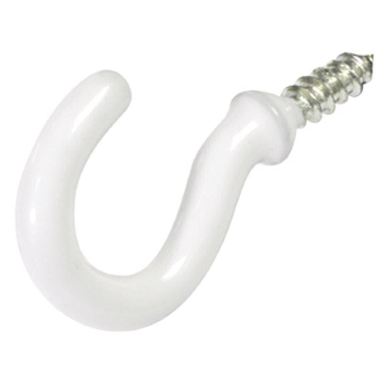 HILLMAN Small Vinyl Coated White Steel 7/8 in. L Hook 1 lb 6 pk, Pack of 10