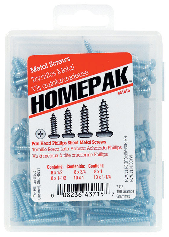 HILLMAN Homepak No. 14 Phillips Pan Head Sheet Metal Screw Assortment 1 pk, Pack of 5