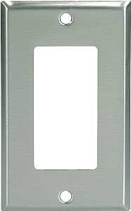 Eaton 93401 Series 93401-BOX1 Wallplate, 4-1/2 in L, 2-3/4 in W, 1-Gang, Stainless Steel, Brushed Satin
