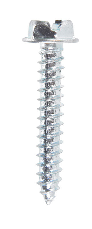 HILLMAN No. 8 X 1 in. L Slotted Hex Washer Head Sheet Metal Screws 100 pk