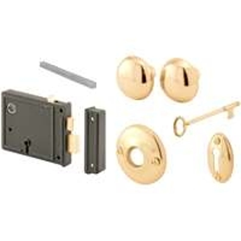Prime-Line E 2478 Mortise Lockset, Brass, 3-3/8 in Backset
