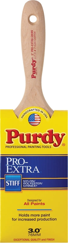 Purdy 144400730 Wall Brush, Natural Hardwood Handle, 3 in W, Nylon/Polyester Bristle, Beaver Tail Handle