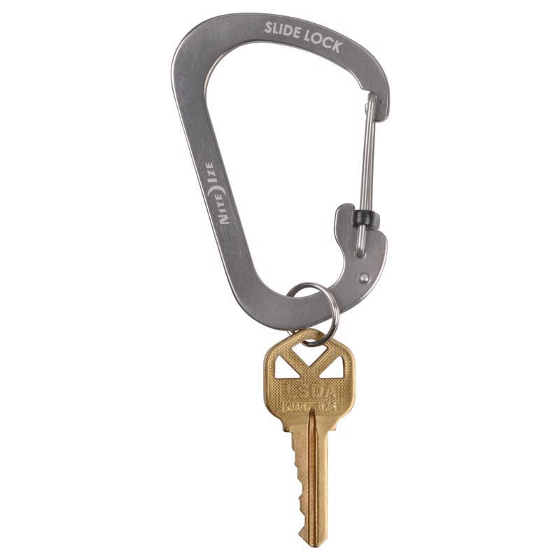 Nite Ize SlideLock 3.1 in. D Stainless Steel Silver Carabiner Key Holder