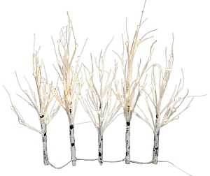 Hometown Holidays 36633 Tree Set LED Twig, 6 in L, Yard Decor, Metal/PVC, White, Matte