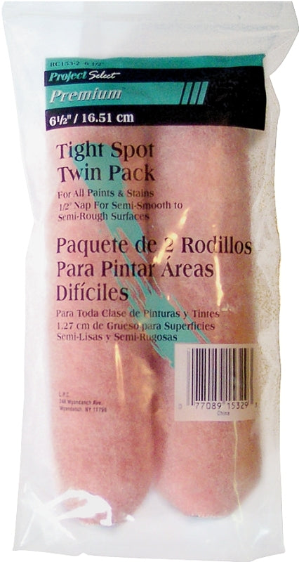 Linzer RC153-2 Roller Cover, 3/8 in Thick Nap, 6-1/2 in L, Polyester Cover, Pink