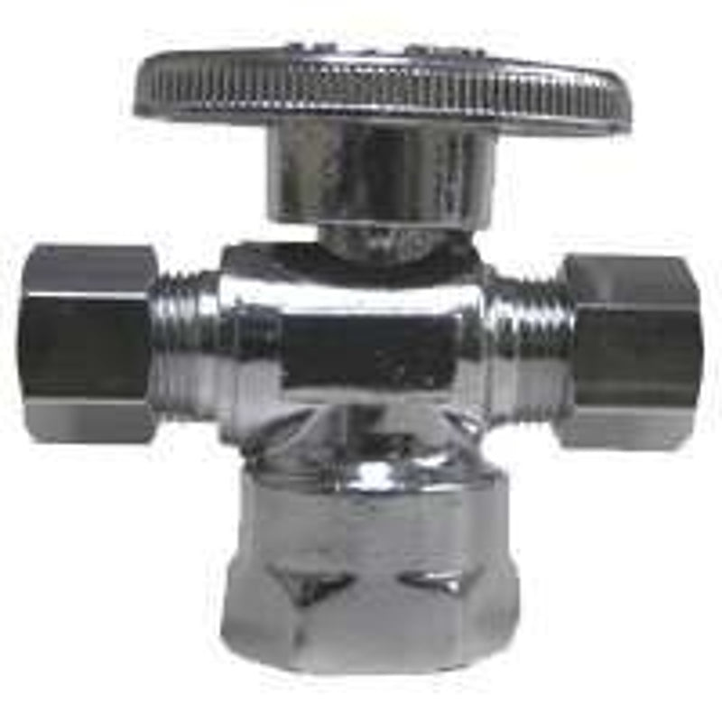 Plumb Pak PP20056LF Stop Valve, 1/2 x 3/8 x 1/4 in Connection, FIP x Compression x Compression, Quarter-Turn Actuator