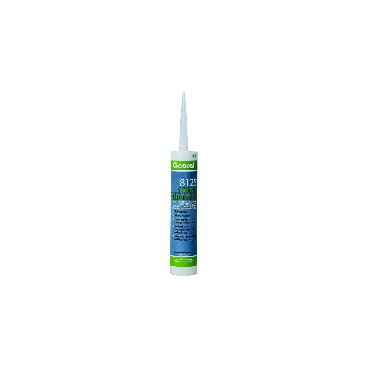 Geocel GC68111 8125 100% Silicone High Performance Acetoxy Cure Sealant, 10.3 oz., Clear