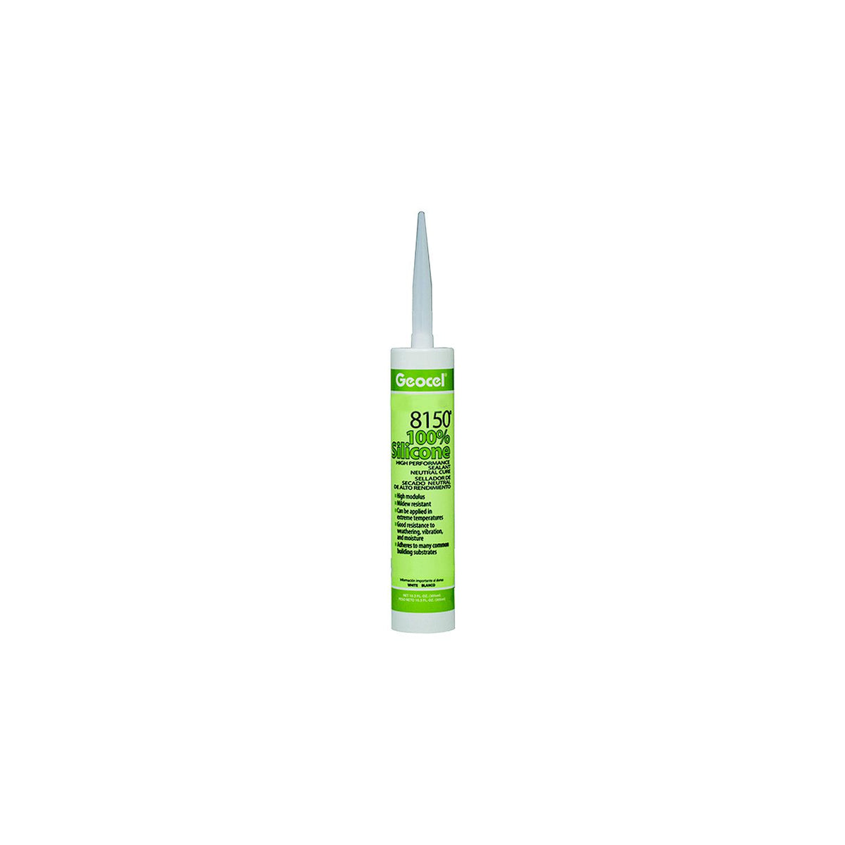 Geocel GC68126 8150 100% Silicone High Performance Neutral Cure Sealant, 10.3 oz., White