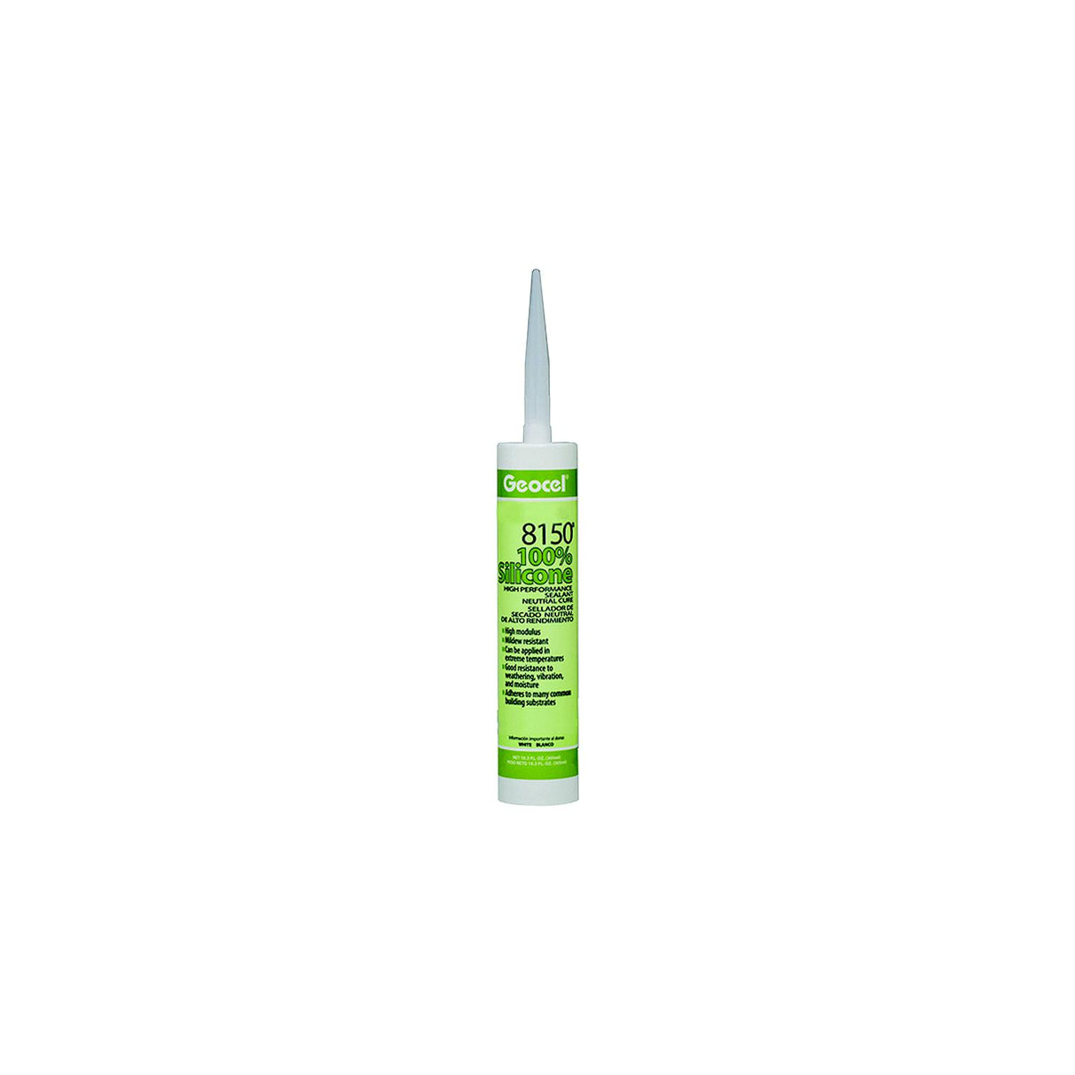 Geocel GC68126 8150 100% Silicone High Performance Neutral Cure Sealant, 10.3 oz., White