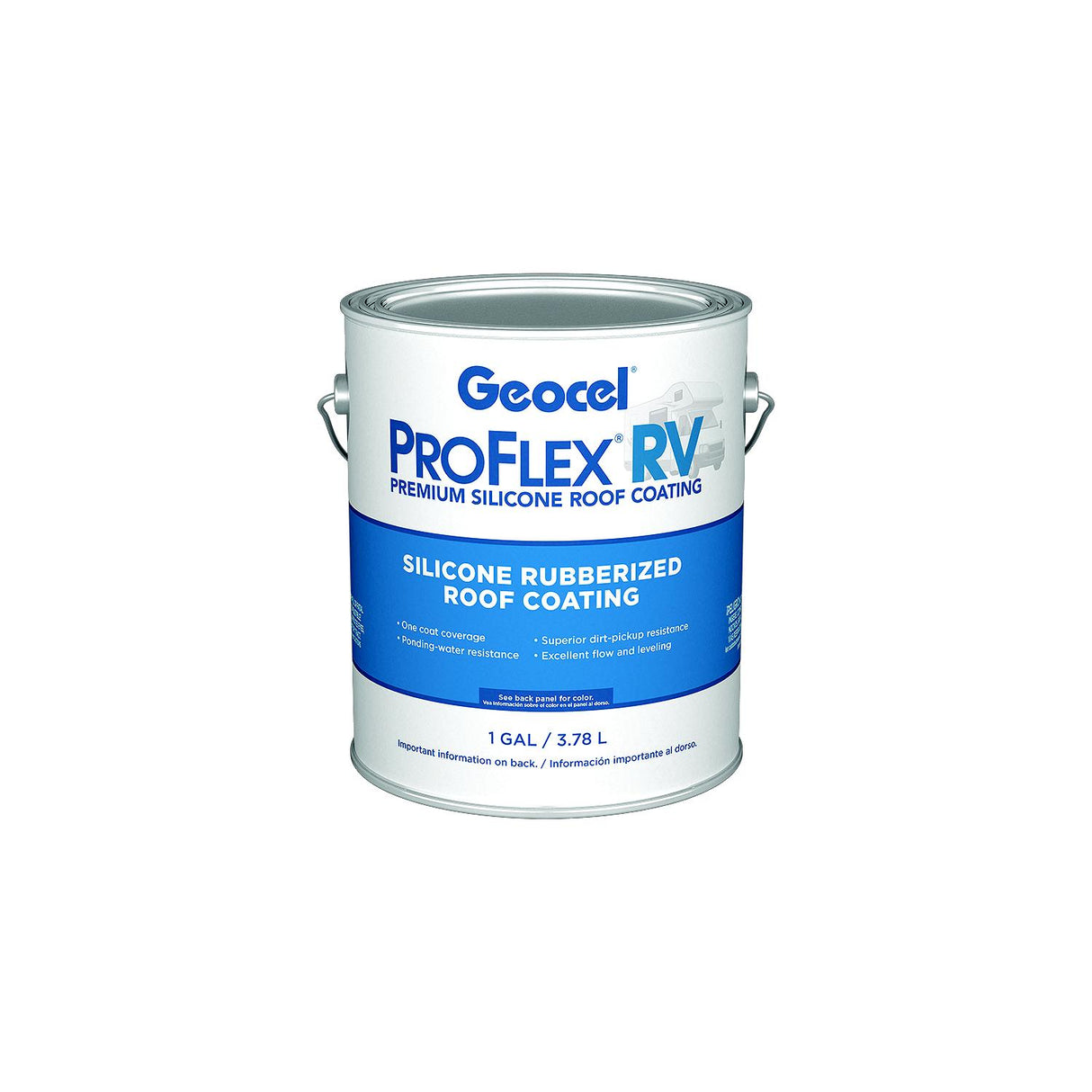 Geocel KSRV4430016 Pro Flex RV Silicone Rubberized Roof Coating, 1 Gal