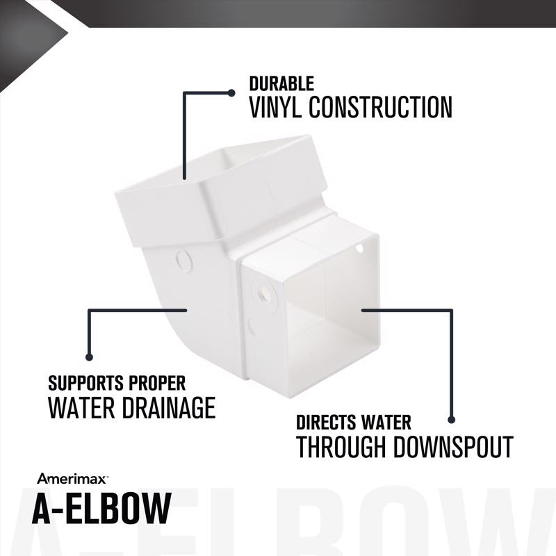 Amerimax 3.88 in. H X 3.63 in. W X 3.63 in. L White Vinyl U Downspout Elbow, Pack of 20