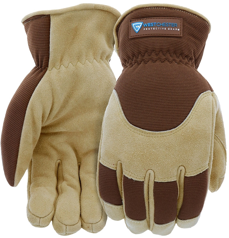 Boss 91510-L Winter Gloves, L, Elastic Wrist Cuff, Deerskin Leather, Brown/Tan
