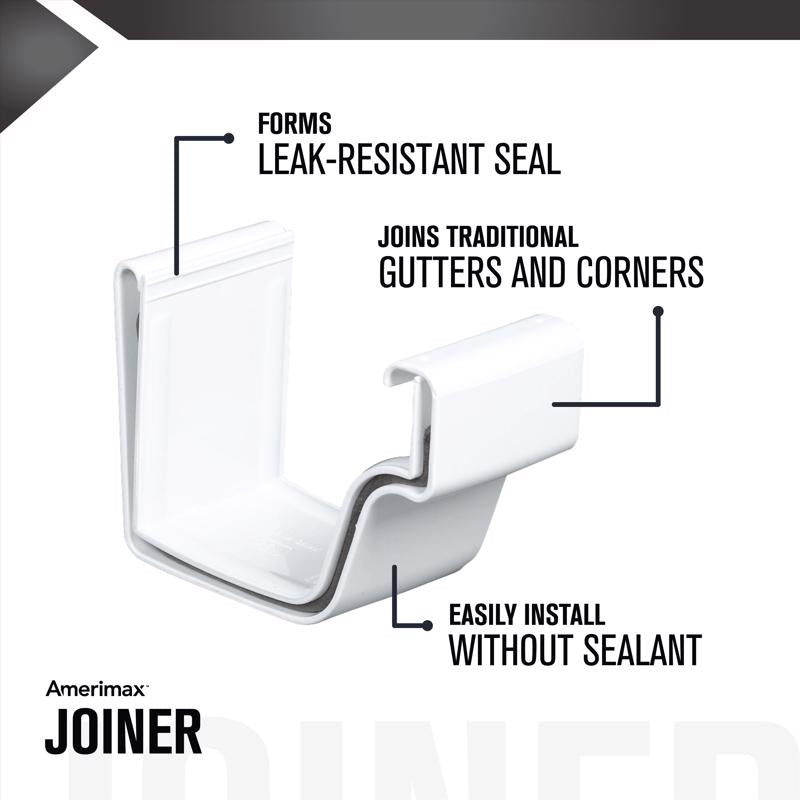 Amerimax 3.5 in. H X 3.5 in. W X 5 in. L White Vinyl K Gutter Connector