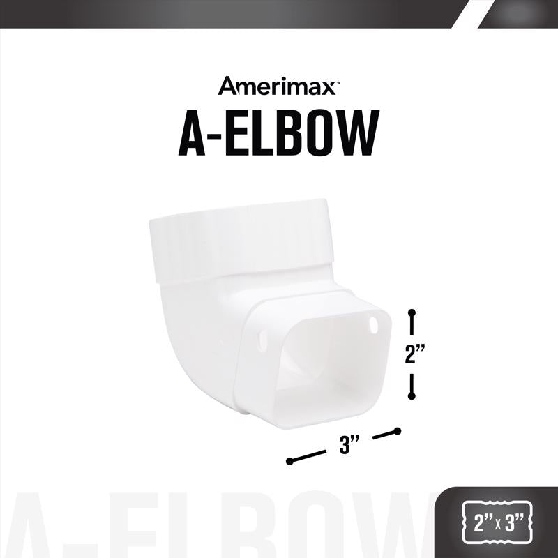 Amerimax 4.25 in. H X 3.25 in. W X 4.25 in. L White Vinyl K Gutter Elbow