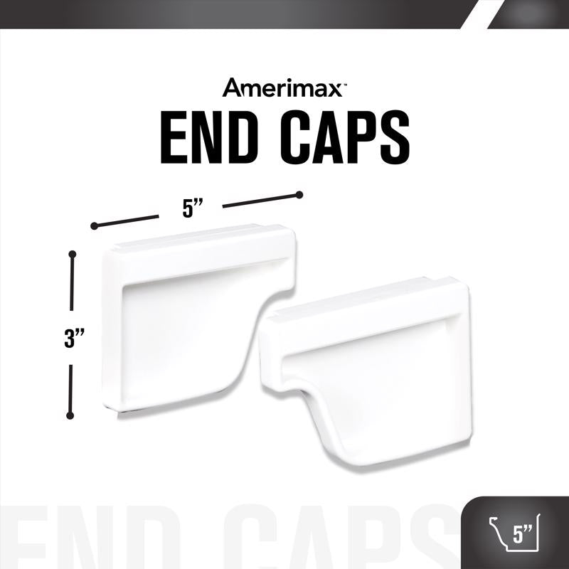 Amerimax 4.6 in. H X 2 in. W X 5 in. L White Vinyl K Gutter End Cap, Pack of 16