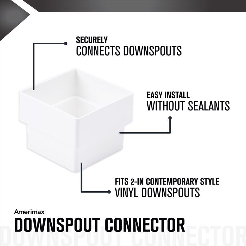 Amerimax 2.6 in. H X 2 in. W X 2 in. L White Vinyl U Downspout Connector, Pack of 10