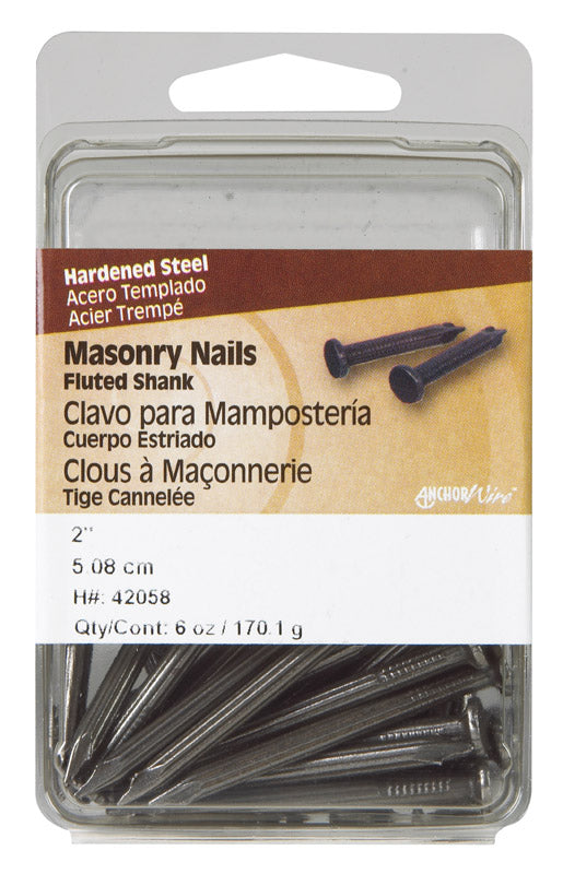 HILLMAN 2 in. Masonry Steel Nail Flat Head, Pack of 5