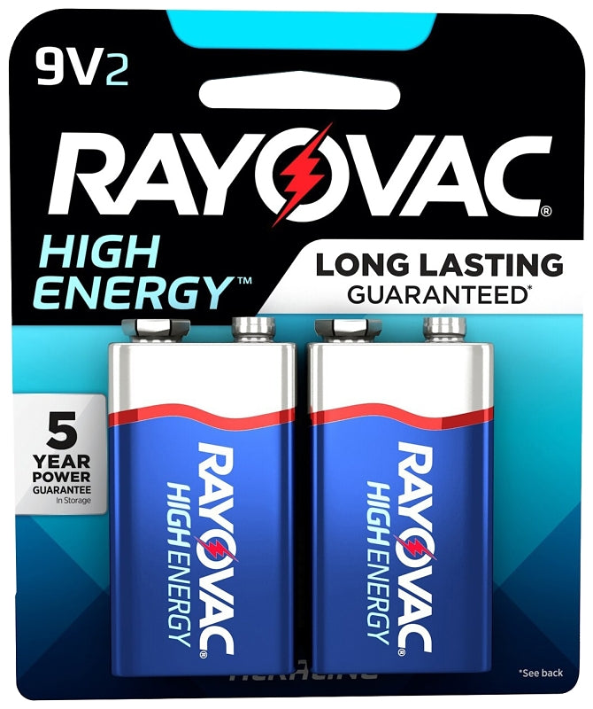 Rayovac HIGH ENERGY A1064-2T Battery, 9 V Battery, Alkaline, Rechargeable: Yes