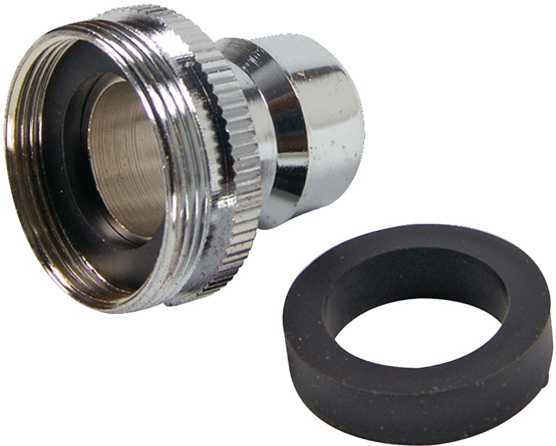 Danco 36108E Dishwasher Snap Adapter, 15/16-27 x 55/64-27, Threaded, Brass, Chrome-Plated