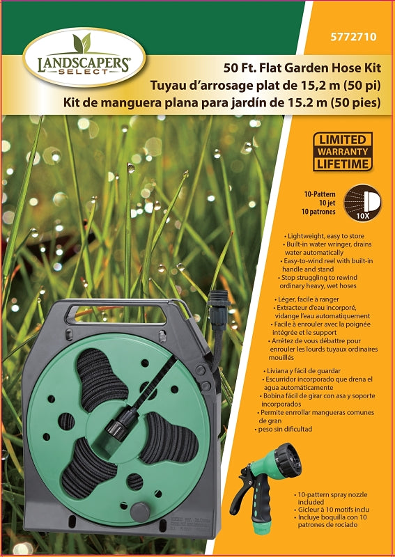 Landscapers Select YP1121 Hose Set, 50 ft L Hose, 50 ft Hose, In a Storage Case Winding, Built-in Handle, Polyester