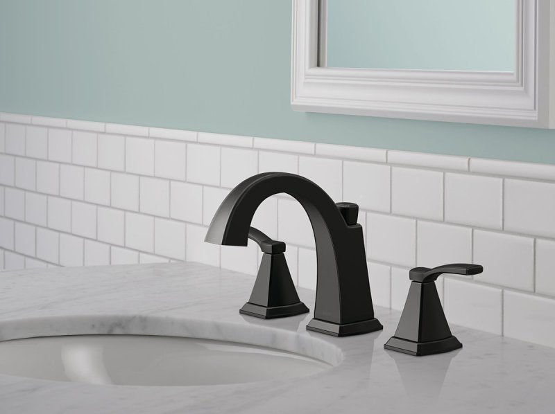 Delta Flynn Series 35768LF-BL Widespread Bathroom Faucet, 1.2 gpm, 2-Faucet Handle, 3-Faucet Hole, Matte Black