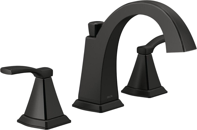 Delta Flynn Series 35768LF-BL Widespread Bathroom Faucet, 1.2 gpm, 2-Faucet Handle, 3-Faucet Hole, Matte Black