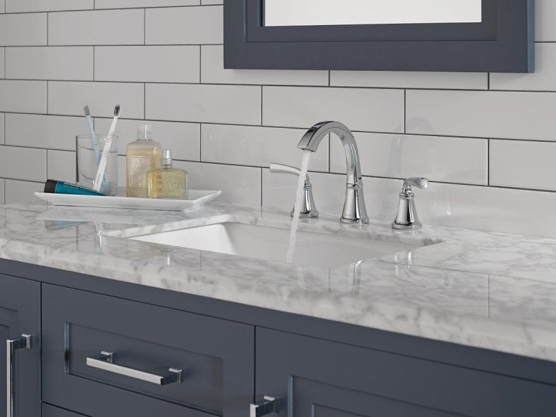 Delta Geist Series 35864LF Widespread Bathroom Faucet, 1.2 gpm, 2-Faucet Handle, 3-Faucet Hole, Metal, Chrome