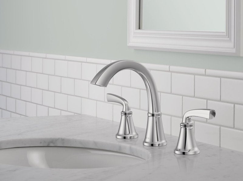 Delta Geist Series 35864LF Widespread Bathroom Faucet, 1.2 gpm, 2-Faucet Handle, 3-Faucet Hole, Metal, Chrome