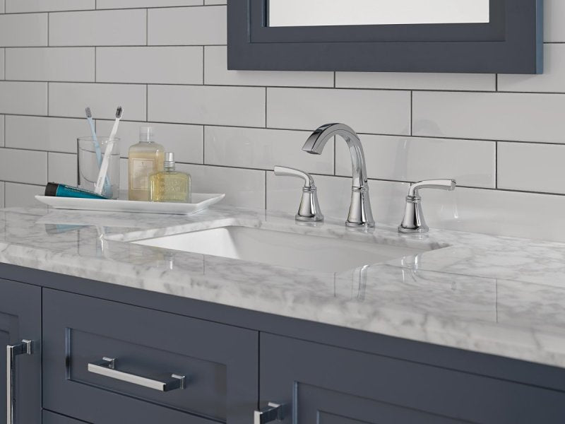 Delta Geist Series 35864LF Widespread Bathroom Faucet, 1.2 gpm, 2-Faucet Handle, 3-Faucet Hole, Metal, Chrome