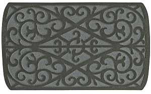 Fanmats 58785 Floor Mat, 30 in L, 18 in W, Scroll Pattern, Rubber Surface, Gray