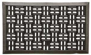 Fanmats 58780 Boot/Shoe Scraper Mat, 30 in L, 18 in W, Bacova Trellis Pattern, Rubber Surface, Black