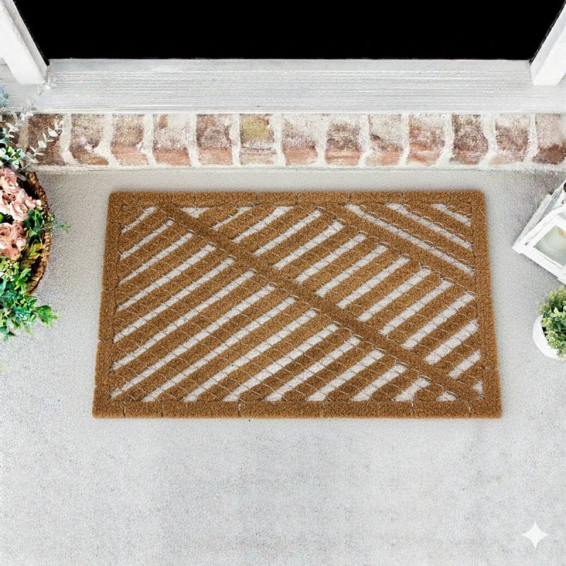 Sports Licensing Solutions 58788 Utility Mat, 30 in L, 18 in W, Wire Brush Pattern, Coco Fiber/Steel Surface, Brown