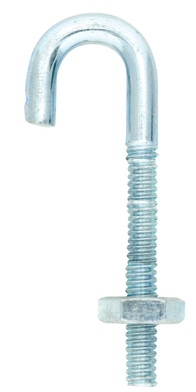 Hampton Medium Zinc-Plated Silver Zinc 0.625 in. L J-Bolt 110 lb 1 pk, Pack of 10