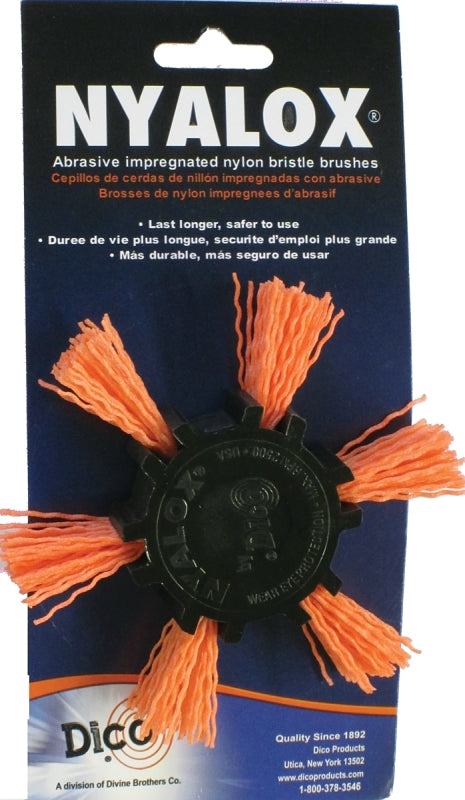 Dico 541-782-4 Flap Wheel Brush, Nylon Bristle, 4 in Dia, 1/4 in Arbor/Shank