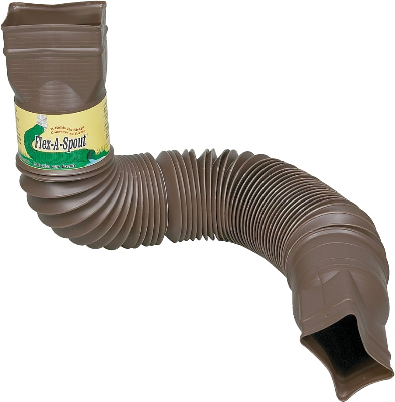 Amerimax Flex-A-Spout Series 85019 Downspout Extension, 22 to 55 in L Extended, PVC, Brown