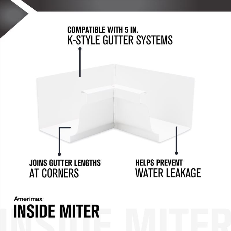 Amerimax 3.5 in. H X 3.75 in. W X 7.5 in. L White Aluminum K Inside Miter, Pack of 16