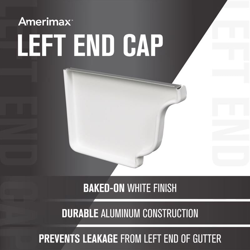 Amerimax 3.5 in. H X 5 in. W X 0.5 in. L White Aluminum K Left End Cap, Pack of 15