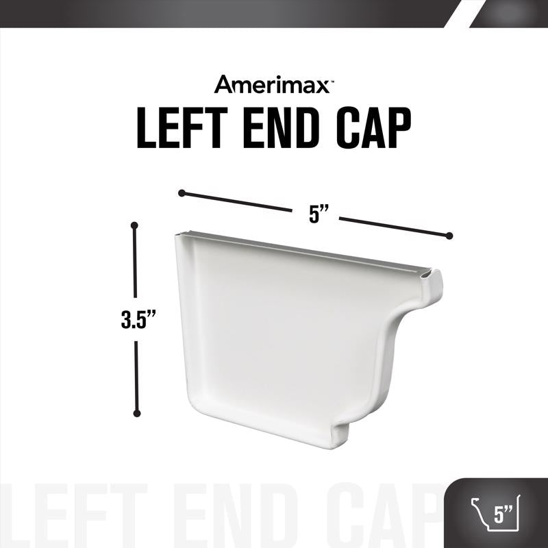 Amerimax 3.5 in. H X 5 in. W X 0.5 in. L White Aluminum K Left End Cap, Pack of 15