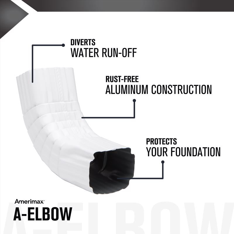 Amerimax 2 in. H X 3 in. W X 17 in. L White Aluminum A Gutter Elbow